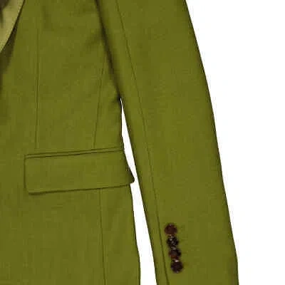 Pre-owned Burberry Ladies Juniper Green Wool Ramie And Silk Satin Tailored Jacket, Brand