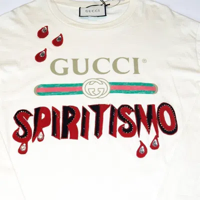 Pre-owned Gucci Spiritismo Oversized Long Sleeve T-shirt In Cream Sz L In White