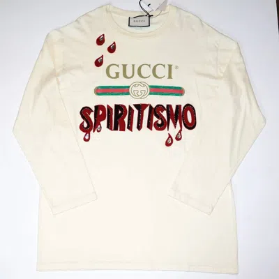 Pre-owned Gucci Spiritismo Oversized Long Sleeve T-shirt In Cream Sz L In White