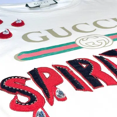Pre-owned Gucci Spiritismo Oversized Long Sleeve T-shirt In Cream Sz L In White