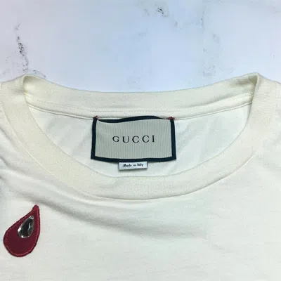 Pre-owned Gucci Spiritismo Oversized Long Sleeve T-shirt In Cream Sz L In White