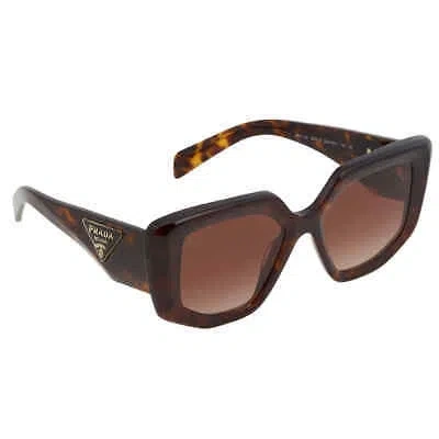 Pre-owned Prada Brown Gradient Irregular Ladies Sunglasses Pr 14zs 2au6s1 50