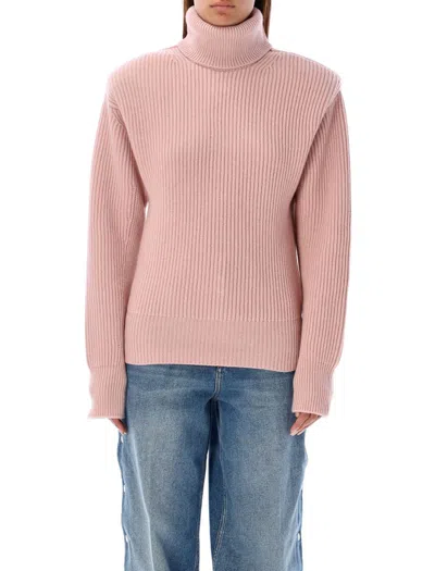 Shop Stella Mccartney High Neck Cashmere Sweater In Pink