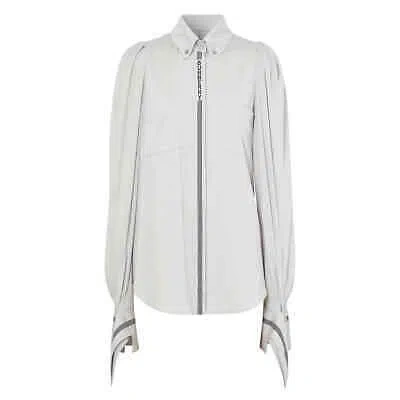 Pre-owned Burberry Grey Melange Stripe And Logo-trimmed Wool And Silk Shirt In Gray