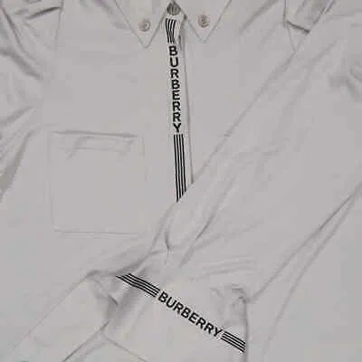 Pre-owned Burberry Grey Melange Stripe And Logo-trimmed Wool And Silk Shirt In Gray
