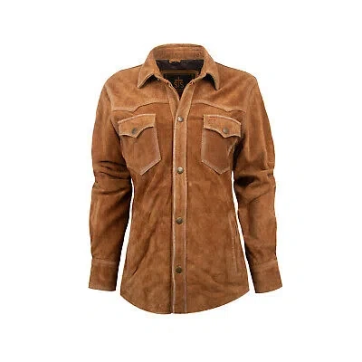 Pre-owned Sts Ranchwear Womens Scottsdale Caramel Suede Leather Jacket In Brown