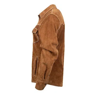 Pre-owned Sts Ranchwear Womens Scottsdale Caramel Suede Leather Jacket In Brown