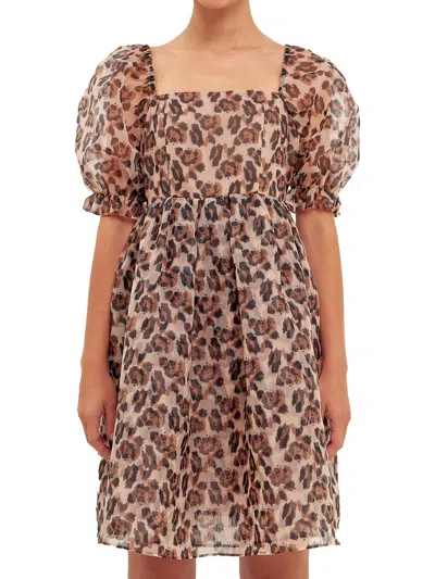 Endless Rose Womens Above Knee Smocked Fit & Flare Dress In Brown