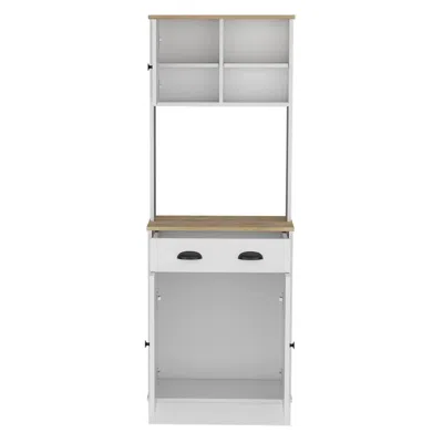 DEPOT E-SHOP SELMER PANTRY CABINET WITH DRAWER AND 3-DOORS, WHITE / MACADAMIA 