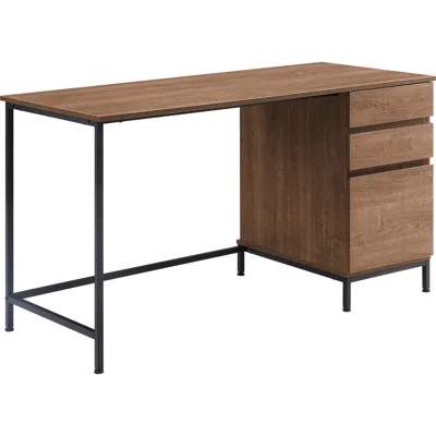 Lorell Soho Desk With Side Drawers - 55" X 23.6"30" - 3 X File Drawer(s) - Single Pedestal On Right Side -