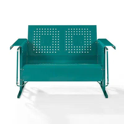 Crosley Furniture Bates Outdoor Metal Loveseat Glider Turquoise