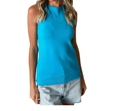 Six/fifty Emily Fringe Tank Top In Aqua In Blue