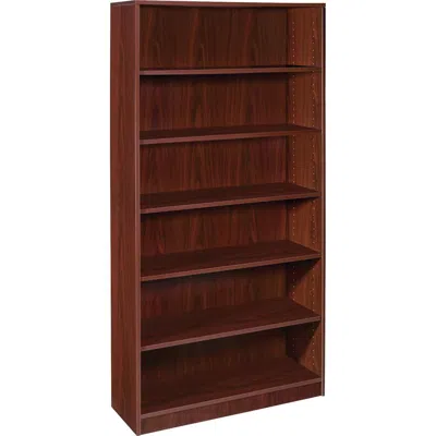 Lorell Laminate Bookcase - 6 Shelf(ves) - 72" Height X 36" Width X 12" Depth - Sturdy, Adjustable Feet, Adj