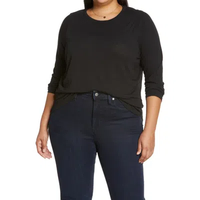 Madewell Whisper Cotton Long Sleeve T-shirt In True Black
