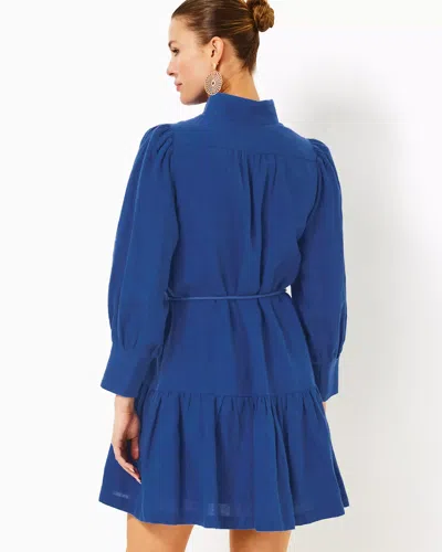 Lilly Pulitzer Drena Linen Dress In Martinique Blue X Blue Med