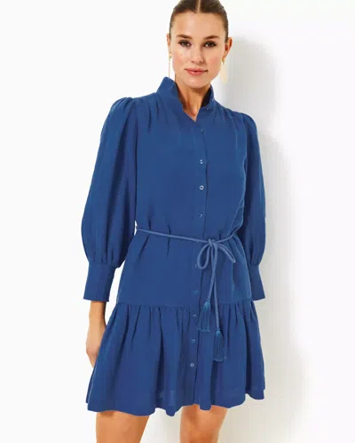 Lilly Pulitzer Drena Linen Dress In Martinique Blue X Blue Med