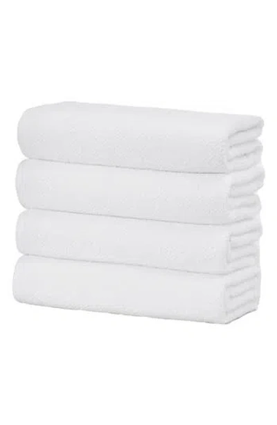 Woven & Weft Cotton 4-pack Textured Bath Towel Set In Optic White