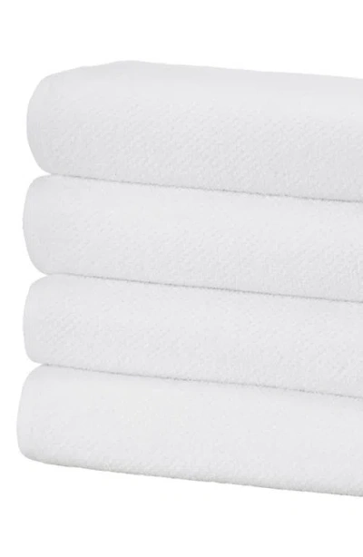 Woven & Weft Cotton 4-pack Textured Bath Towel Set In Optic White