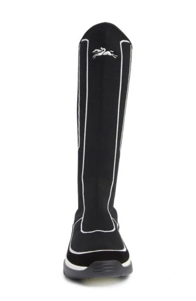 Longchamp Tall Shaft Tennis Boot In Black