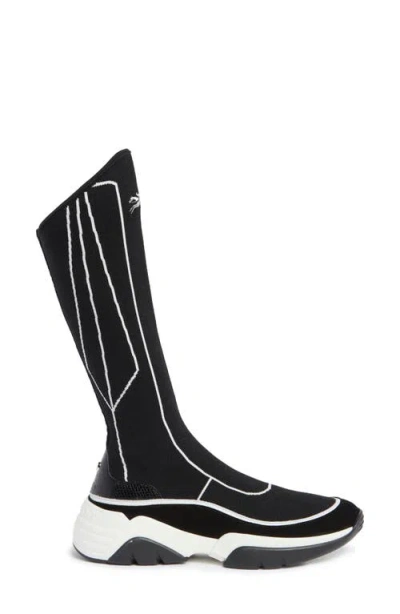 Longchamp Tall Shaft Tennis Boot In Black
