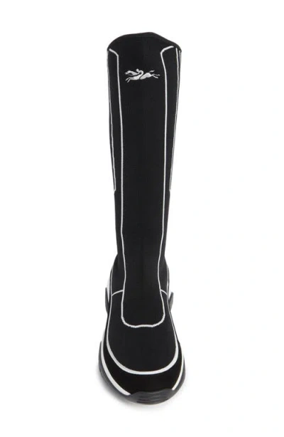 Longchamp Tall Shaft Tennis Boot In Black