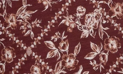 Lucky Brand Border Print Top In Burgundy Multi