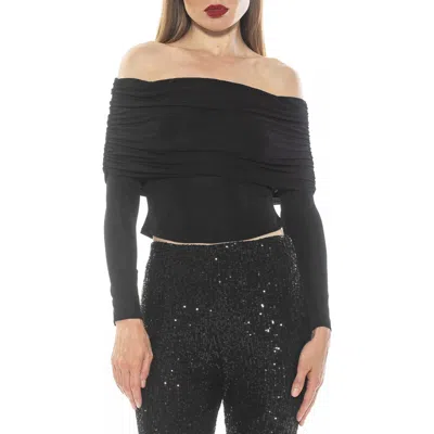 Alexia Admor Hannah Off The Shoulder Long Sleeve Top In Black