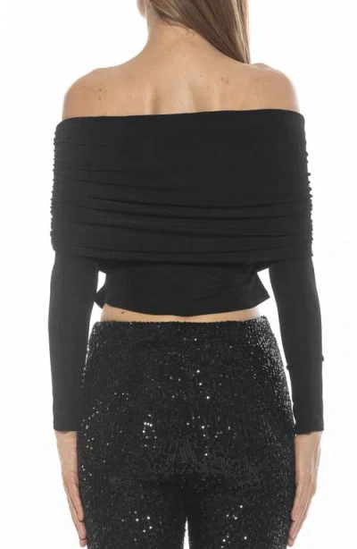 Alexia Admor Hannah Off The Shoulder Long Sleeve Top In Black