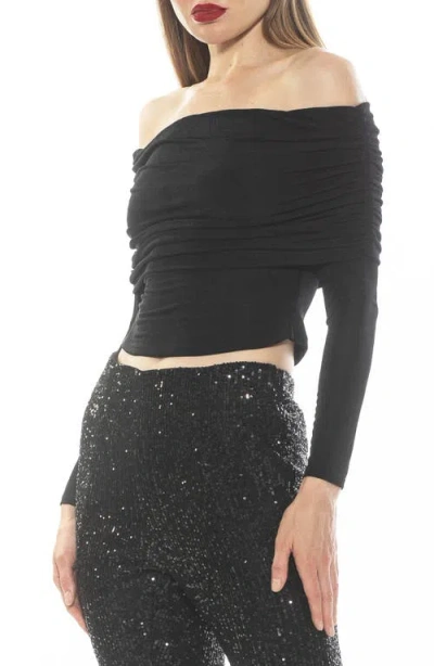 Alexia Admor Hannah Off The Shoulder Long Sleeve Top In Black