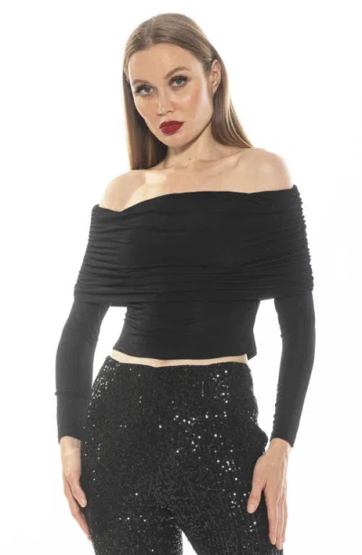 Alexia Admor Hannah Off The Shoulder Long Sleeve Top In Black