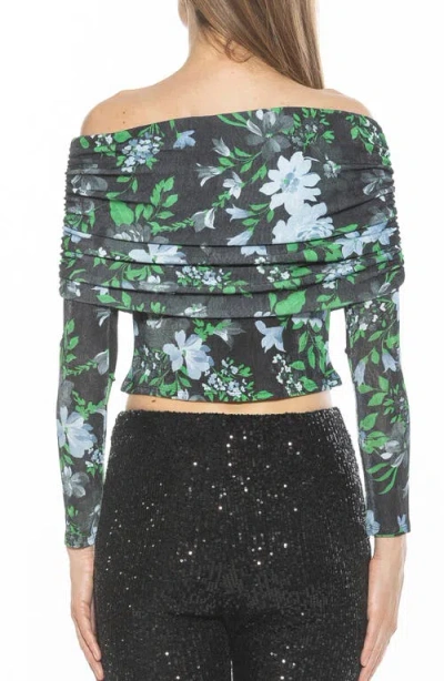 Alexia Admor Hannah Off The Shoulder Long Sleeve Top In Black Floral
