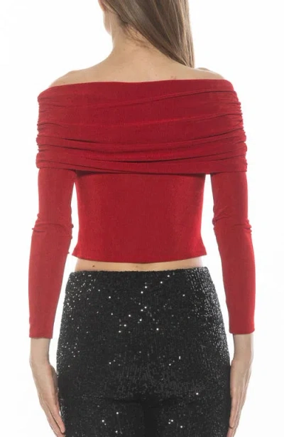 Alexia Admor Hannah Off The Shoulder Long Sleeve Top In Red