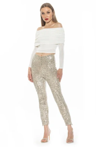 Alexia Admor Hannah Off The Shoulder Long Sleeve Top In Ivory