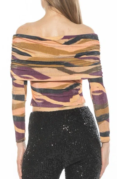 Alexia Admor Hannah Off The Shoulder Long Sleeve Top In Stripe Multi