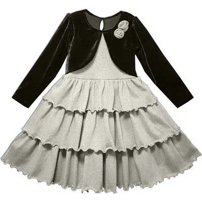 Joe-ella Kids' Sparkle Knit Party Dress In Silver
