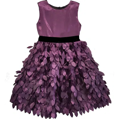 Joe-ella Kids' Textured Leaf Party Dress In Plum