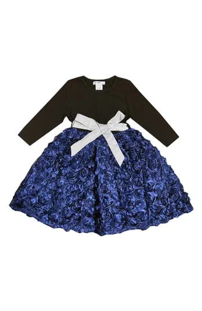 Joe-ella Kids' Roses Satin Party Dress In Blue