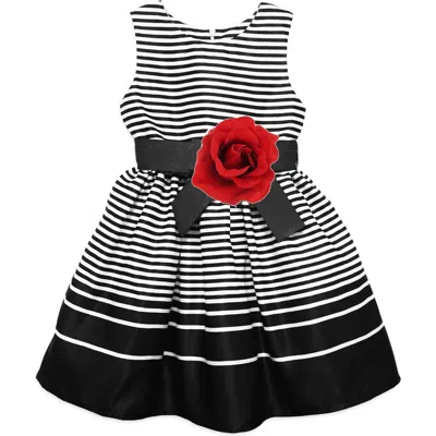 Joe-ella Kids' Rosette Stripe Party Dress In Black