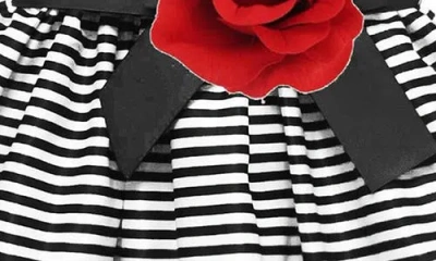 Joe-ella Kids' Rosette Stripe Party Dress In Black