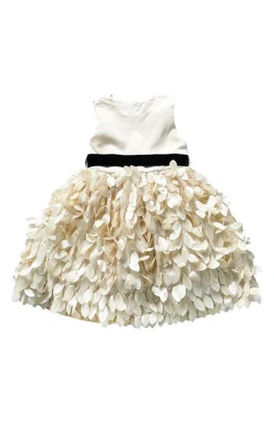 Joe-ella Kids' Textured Leaf Party Dress In Ivory
