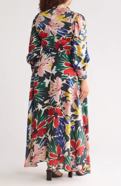 By Design Haiti Long Sleeve Maxi Shirtdress In Tropic Punch