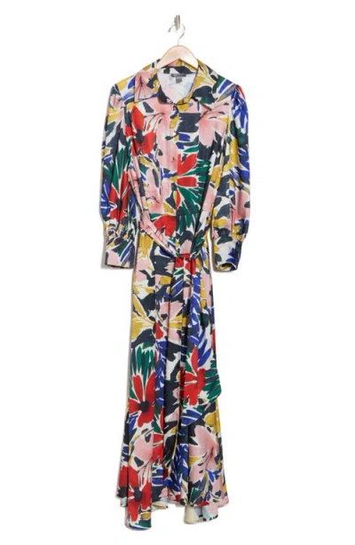 By Design Haiti Long Sleeve Maxi Shirtdress In Tropic Punch