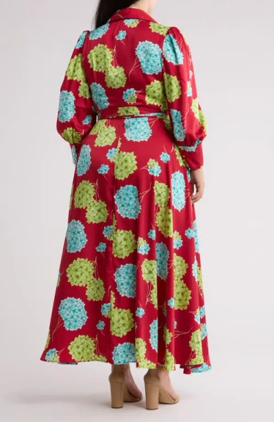 By Design Haiti Long Sleeve Maxi Shirtdress In Tossed Hydrangea