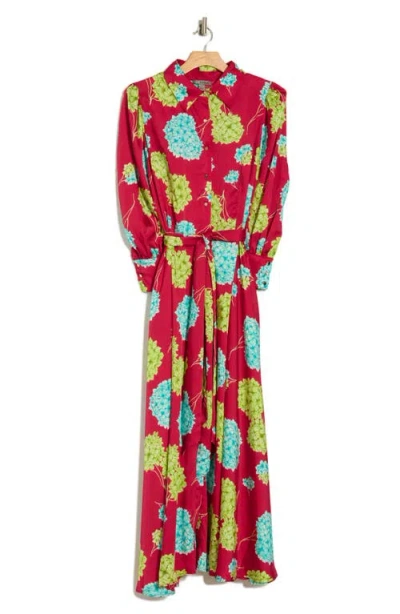 By Design Haiti Long Sleeve Maxi Shirtdress In Tossed Hydrangea