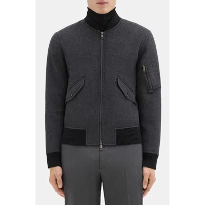 Theory Flight Bomber Jacket In Recycled Nylon In Dark Charcoal Melange