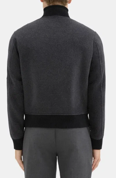 Theory Flight Bomber Jacket In Recycled Nylon In Dark Charcoal Melange