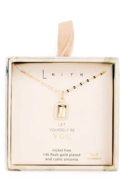 Leith Initial Pendant Necklace In J- Clear- Gold