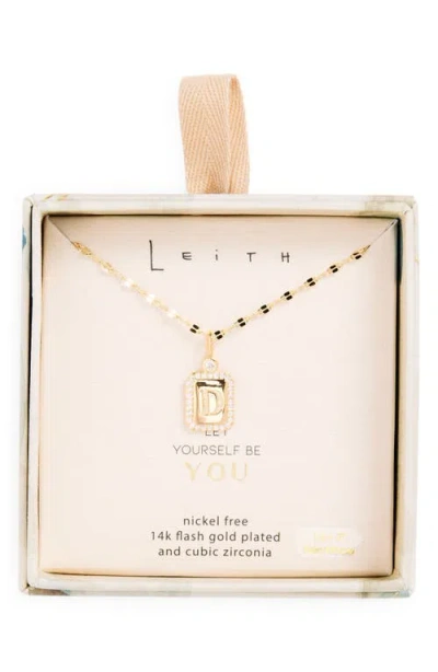 Leith Initial Pendant Necklace In D- Clear- Gold