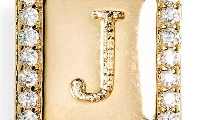 Leith Initial Pendant Necklace In J- Clear- Gold