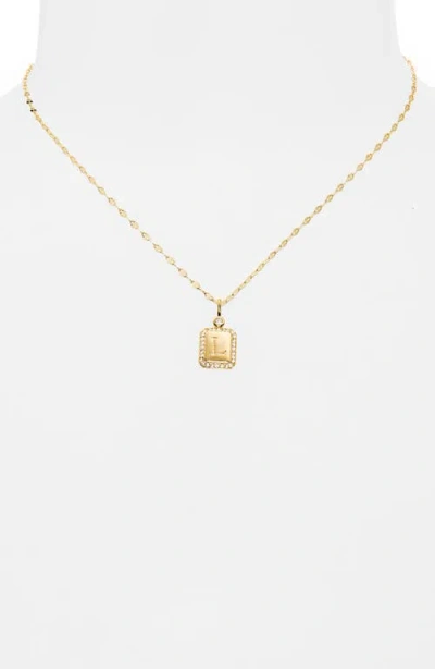 Leith Initial Pendant Necklace In L- Clear- Gold